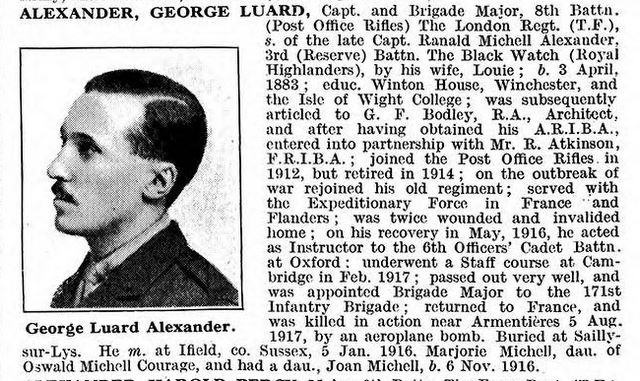 Alexander entry from de Ruvigny's Roll of Honour